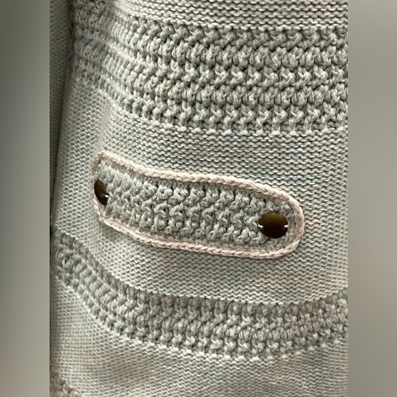 Cabi chunky knit sweater-short-mint-light‎ blue-NWOT-cotton-hook close NWOT - Picture 8 of 14